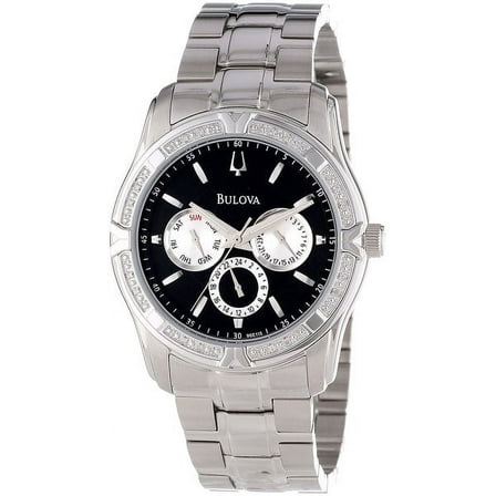 Men's Diamond Stainless Steel Black Dial 42 mm