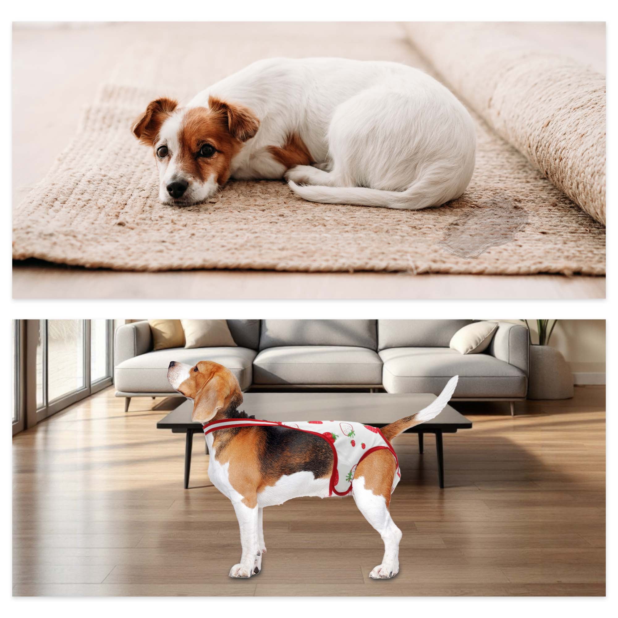 Unique Bargains Dog Diapers for Female Dogs Washable Reusable Panties Red White S