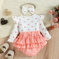 thumbnail image 3 of Gibobby Ropa Para Bebe acanalado con y estampado de corazón de manga larga con volantes para niñas pequeñas, monos para recién nacidos, trajes con diademas(Rosa, 3-6 Meses), 3 of 5