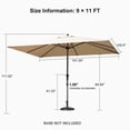 thumbnail image 6 of PURPLE LEAF 9' x 11.5' Patio Market Umbrella Outdoor Table Sun Umbrellas with Crank 8 Aluminum Sturdy Ribs for Pool Deck Backyard Beach Beige, 6 of 6