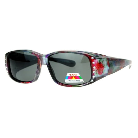 SA106 Rhinestone Womens Floral Fitover OTG 57mm Sunglasses Purple