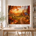 thumbnail image 5 of Red Barn Beyond Pumpkins and a Lantern, Cozy Farmhouse for Country Lovers, Harvest Wall Art, Thanksgiving Hostess Gift, Tapestry Wall Hanging for Dining Room and Living Room, 5 of 7