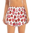 thumbnail image 2 of Gukieu Hand Drawn Strawberry Print Women's Sports Shorts with Drawstring Elastic Waistband for Running, Yoga, Fitness-Large, 2 of 7