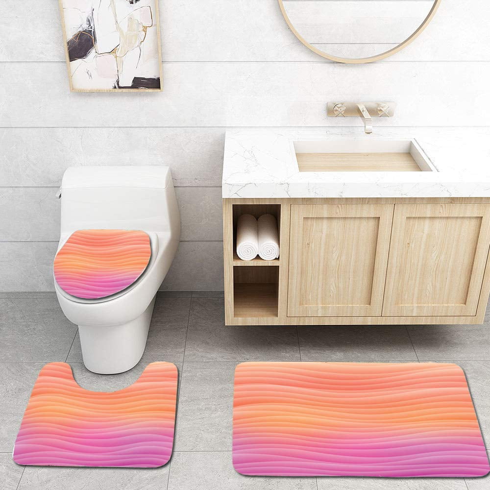 GOHAO Square Wavy Abstract Bright Peach Color Orange Pink 3 Piece
