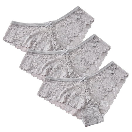 

RPVATI Women s Sexy Lace Seamless Underwear Floral Low Waisted Thong for Women Breathable Stretch 3 Pack Panties
