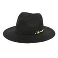 thumbnail image 2 of LRen Womens Tea Party Hats Stylish Wide Brim Panama Fedora Straw Hat for Women Summer Beach Travel Sun Summer Beach Sun Hat Black, 2 of 3