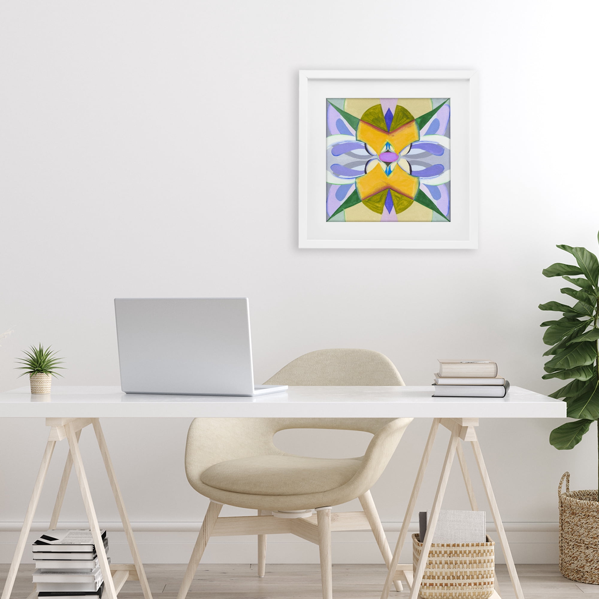 Stupell Industries Revival Kaleidoscope Symmetry White Framed Print Under Glass, design by Melissa Wang