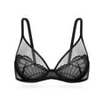thumbnail image 5 of Deyllo Women Lace See-Through Bra Underwire Support Push Up Bras Unlined Non Padded Lightweaight Breathable Black Underwear Bras 38D, 5 of 5