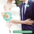 thumbnail image 4 of Uxcell 48-Pack Insignias de Flor para Hombres, Pin de Rosa de Hoja Dorada para Boutonnieres de Novio para Boda/Baile/Fiesta [Verde Claro], 4 of 7