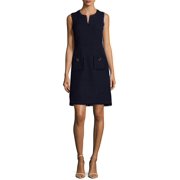 Karl Lagerfeld Paris Womens Tweed Shift Dress with Pockets 14 Deep Navy