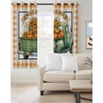 thumbnail image 2 of Fall Truck Blackout Curtains for Bedroom/Living Room, Thermal Insulated Kitchen Curtains, Orange Plaid Pumpkins Sunflower Thanksgiving Grommet Darkening Window Treatment Drapes 52"x63"x2, 2 of 8