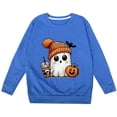 thumbnail image 3 of PMVFHDE Chandails à Capuchon et Chandails pour Filles Mode Enfants Halloween Mignon Imprimé Col Rond Sans Capuche Chandail à Manches Longues pour Filles Bleu, 2-3 Ans, 3 of 3