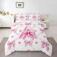 thumbnail image 3 of Homewish Initial A Letter Queen Comforter Set for Girls, Pink Watercolor Bowknot Bedding Sets, Cartoon Love Heart Reversible Bedding Comforter Set, Ultra Soft Bedroom Decor, 3-Piece, 3 of 8