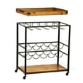 thumbnail image 4 of HomeRoots Metal Bar Cart with Wine Storage, Brown & Black, 4 of 8