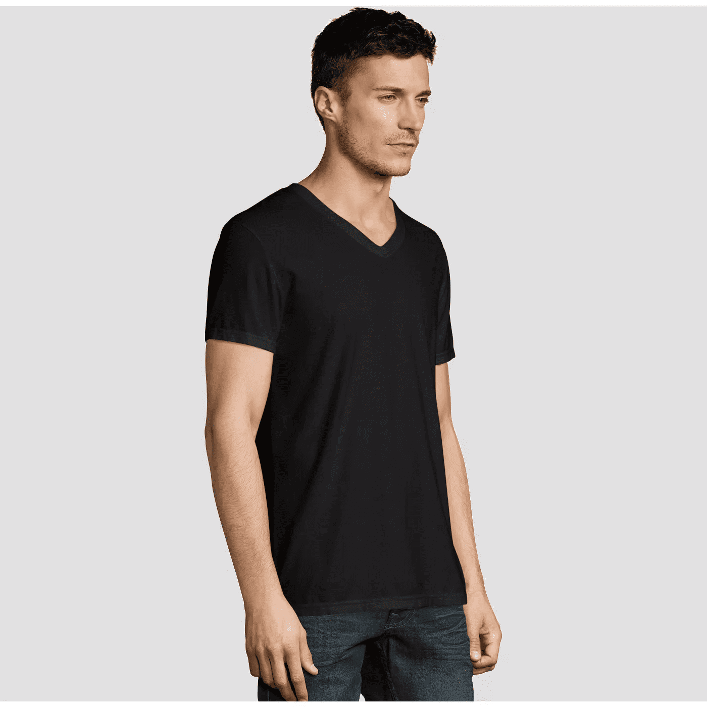 Hanes Premium Men's Short Sleeve Black Label V-Neck T-Shirt - Black ...