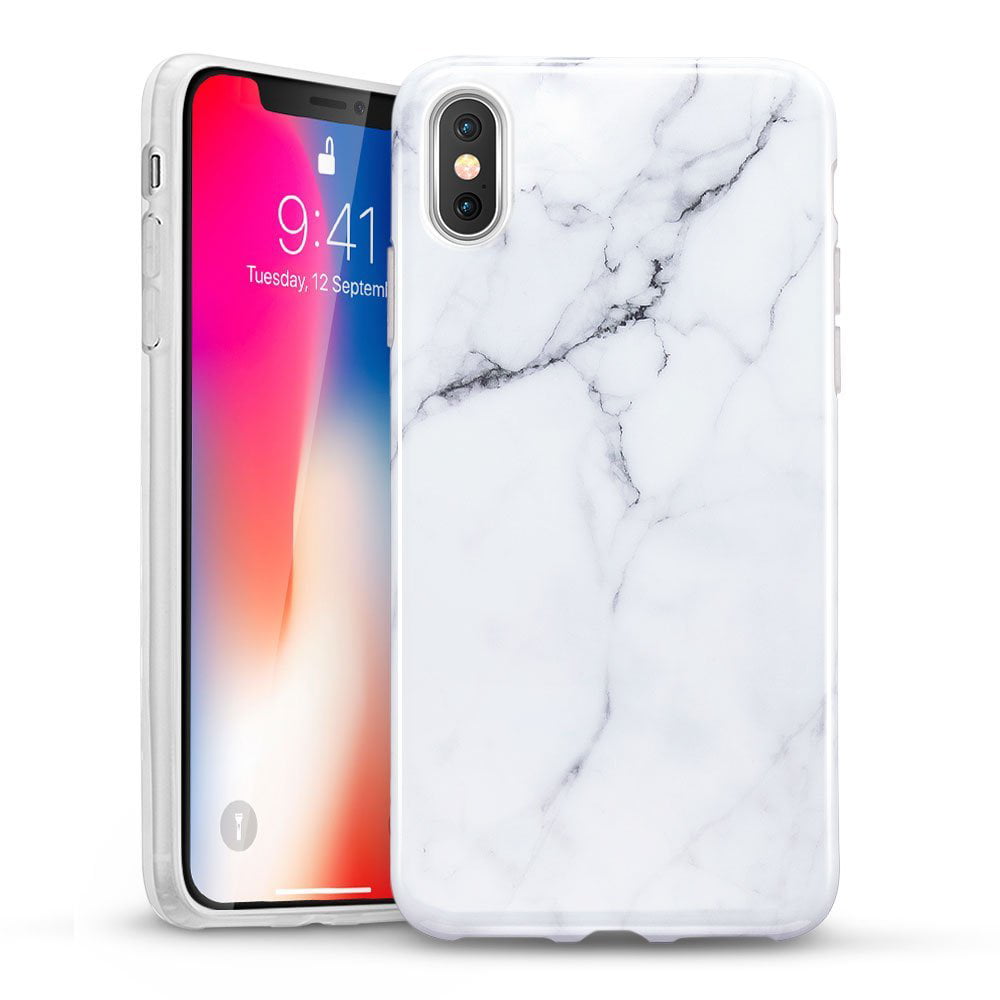 is genoeg wortel exotisch iPhone X Case ESR Slim Soft Flexible TPU Marble Pattern Cover White Sierra  - Walmart.com