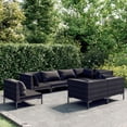 thumbnail image 1 of vidaXL 8 Piece Garden Lounge Set with Cushions Poly Rattan Dark Grey, 1 of 4