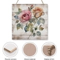 thumbnail image 3 of Zomyto 12x12 In Square Hanging Wood Sign Watercolor Pink Rose Wooden Wall Art, 3 of 8