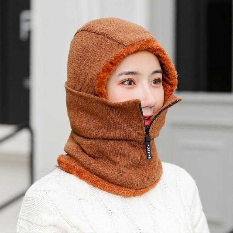 Women One Piece Slouchy Fleece Beanie Hats Scarf Mask Warm  display picture 3