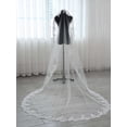 thumbnail image 5 of Velo de novia catedral de 1 nivel con apliques de encaje, velo de novia largo de tul con peine para mujeres y novias (marfil), 5 of 5