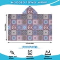 thumbnail image 2 of Purple Ethnic Geometric Patchwork Pattern Hooded Bath Towel，50"x30" for Ages 3 To 12 Kids, Quick Dry Lightweight Soft Microfiber Hood Beach Towel Cover Up for Kids, 2 of 7