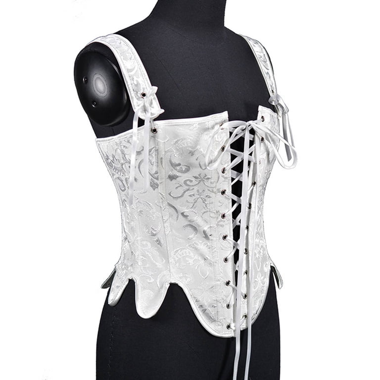 Womens Gothic Corset Tops Renaissance Lace Up Tie Front Bustier