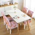 thumbnail image 4 of 4 Pcs Dining Chair Slipcover Stretch Dining Chair Cover Removable Washable Chair Seat Protector Cover for Home Party Hotel Wedding Ceremony, Universal Size (pink & Gold Marble), 4 of 5