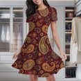 thumbnail image 2 of Vintage Paisley Floral Design Women's Classic Swing Skater Dress Casual Work Party Cocktail Dresses, 2 of 6