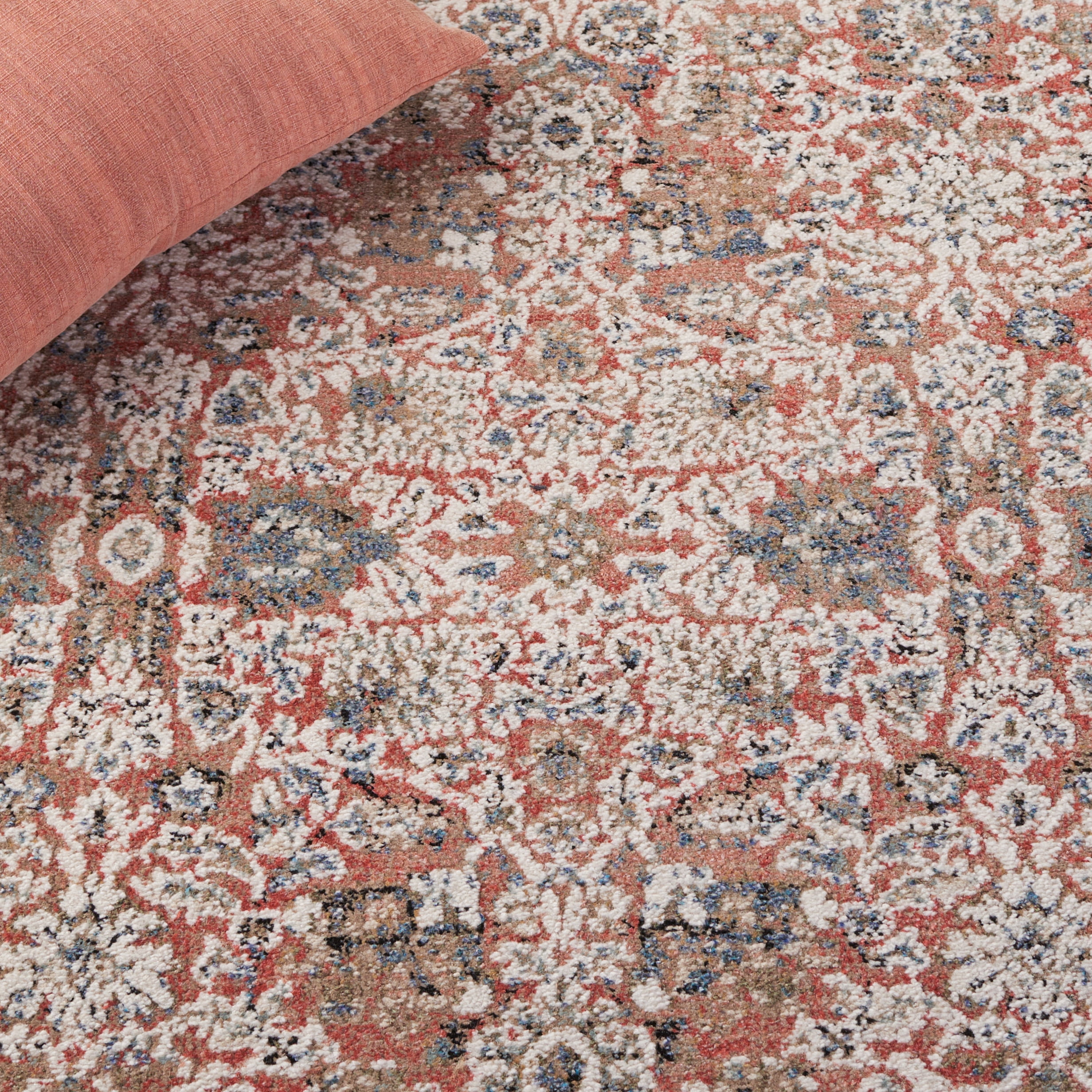SAFAVIEH Vivaldi Phipp Abstract Area Rug, Navy/Rust, 6'7" x 6'7" Square