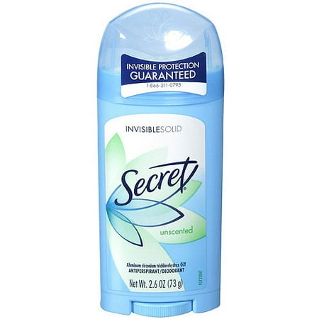 Secret Unscented Invisible Solid Antiperspirant/Deodorant, 2.6 oz