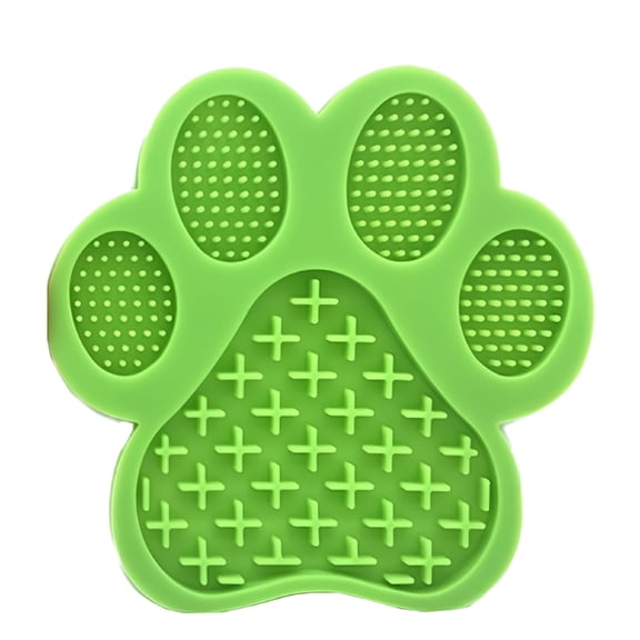 LAMIRO Dog Lick Pad with Suction Cup, Peanut Butter Lick Pad for Dog Bath, and Relieve Dog Anxiety - Dog Footprints Green