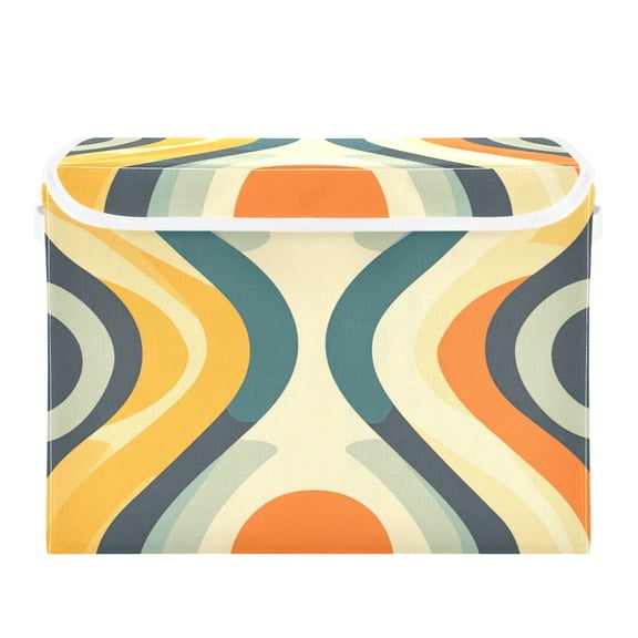 Storage Box With Lid 16.5x12.6x11.8In Foldable Stacked Household Storage Box Pretty Colorful Stripes