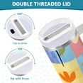 thumbnail image 3 of Yayeee 40oz Stainless Steel Tumbler with Straw and Handle Double-Wall Insulated Travel Water Bottle, Blue Flowers, 3 of 8