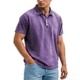 thumbnail image 2 of FRSASU Jeans Shirts for Men Vintage Washed T-Shirt Button Up Short Sleeve Shirts Casual Lightweight Comfortable Demin Tees Purple, 2 of 6