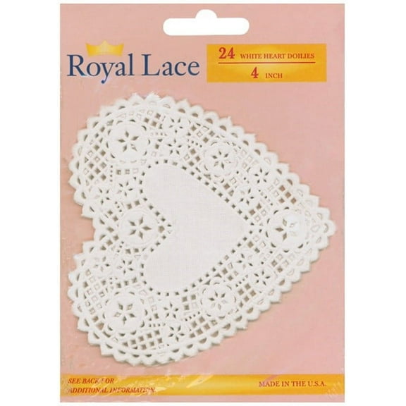 Paper Doilies-4" Heart White 24/Pkg, Pk 6, Royal Lace