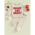 thumbnail image 2 of Wassery Toddler Boys Girls Christmas Outfit Clothes Toddler 6M 12M 18M 24M 3T Baby Fuzzy Letter Sweatshirt and Drawstring Pants Set 2PCS Fall Waffle Clothing for Newborn Boy Girl, 2 of 9