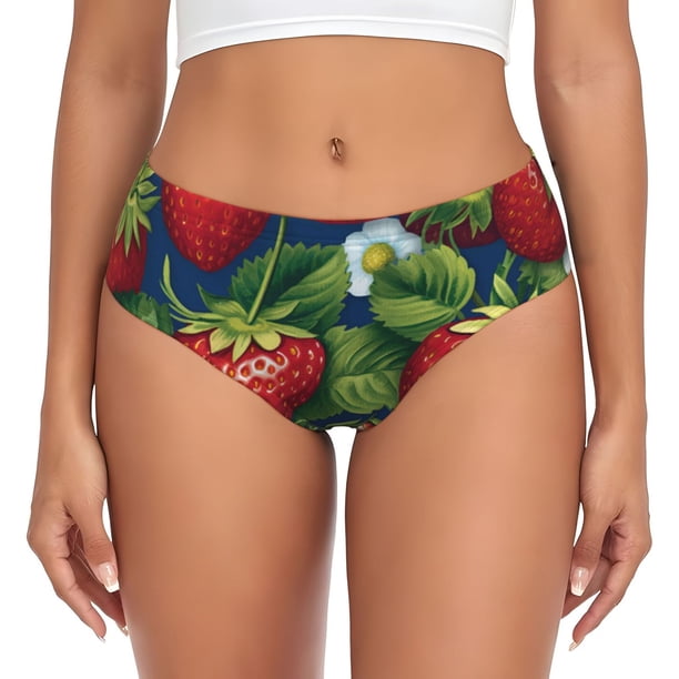 Fotbe Strawberry2 Calzones Estampados para Mujer – Ropa Interior de Algodón, Cómoda, Suave y Elástica-Large