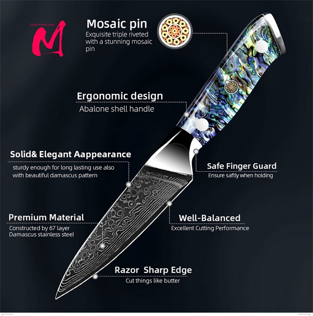 Kitchen Knife Damascus Steel Knife VG10 67 Layers Japanese Chef Knives Santoku Carving Cutting Tool Abalone Shell Handle with Sheath and Giftbox