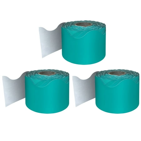 UPC: 0194629118151 | Carson Dellosa Education Teal Rolled Scalloped Border  65 Feet Per Roll  Pack of 3
