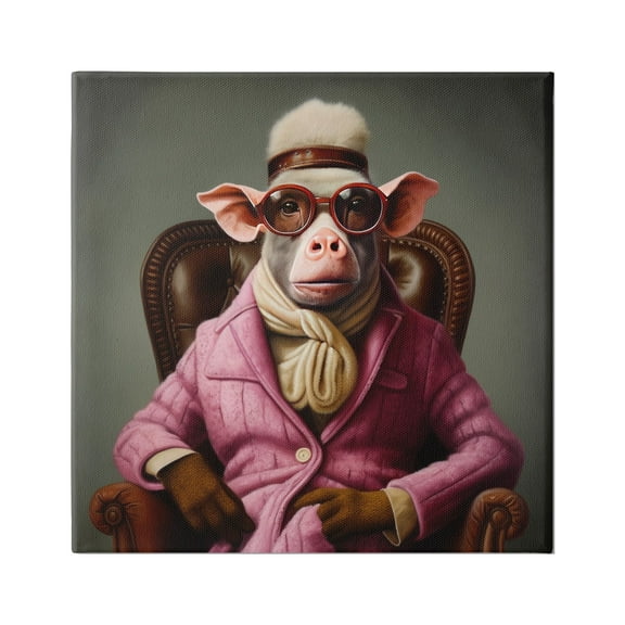 Stupell Industries Snazzy Animal Fashion Animals & Insects Painting Gallery Wrapped Canvas Art Print Wall Art, 17 x 17