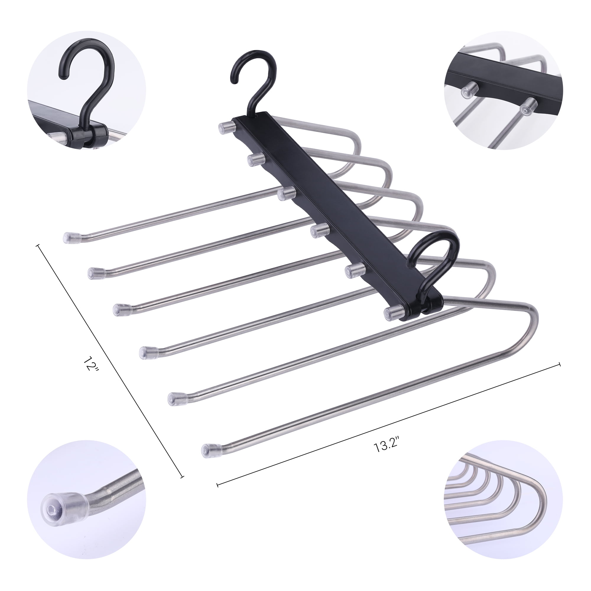 Unique Bargains Space Saving Non Slip Metal Pants Hangers 2 Pcs Black