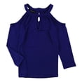 thumbnail image 1 of INC Blusa de punto con hombros descubiertos para mujer, azul, XS, 1 of 1