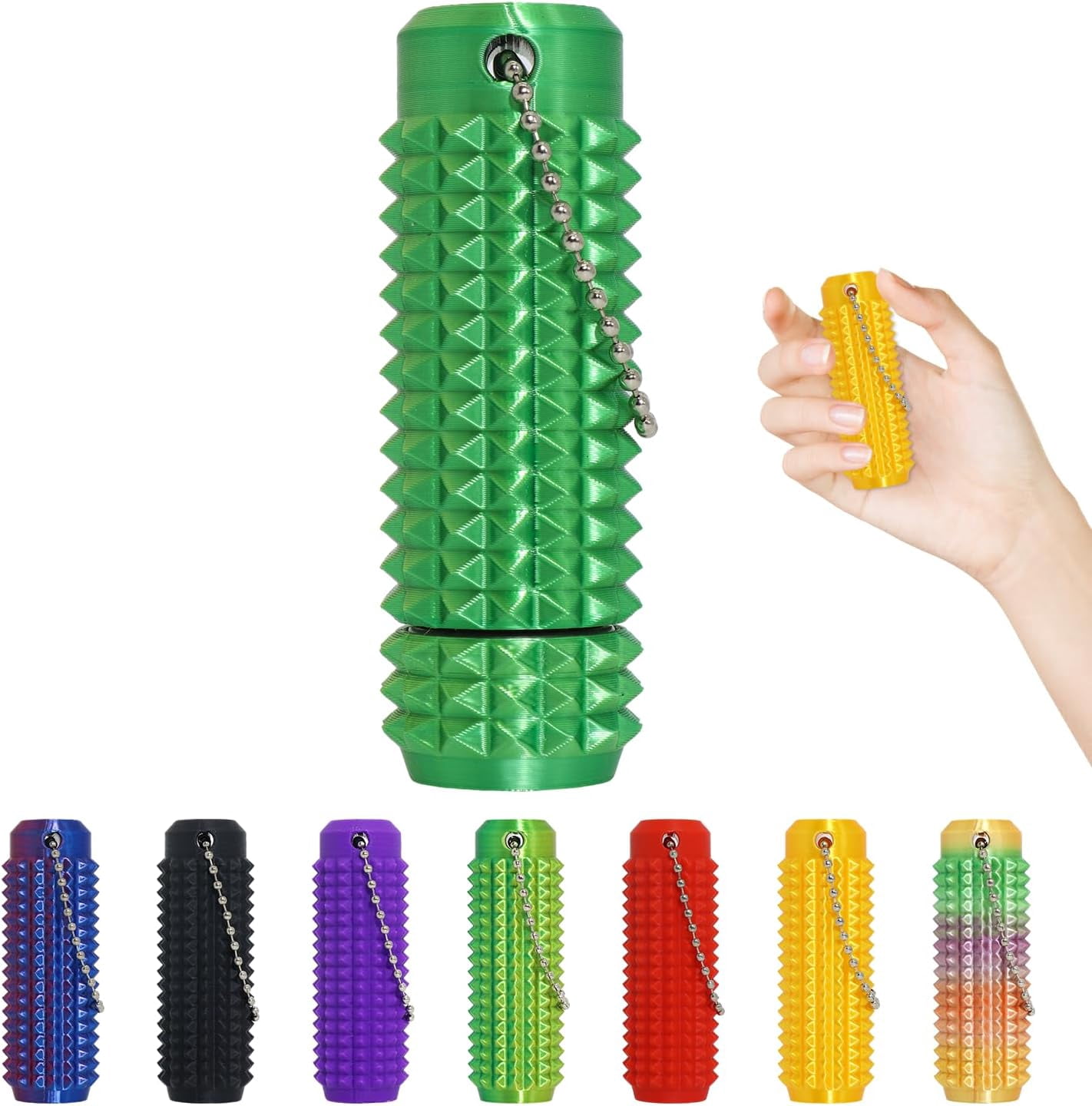 Pain Fidget, Pain Stim Fidget for Stress Relief & Focus, Mini Fidget Toys, 3D Printed with Hard Spiky Fidget Massage Keychain (6PCS)