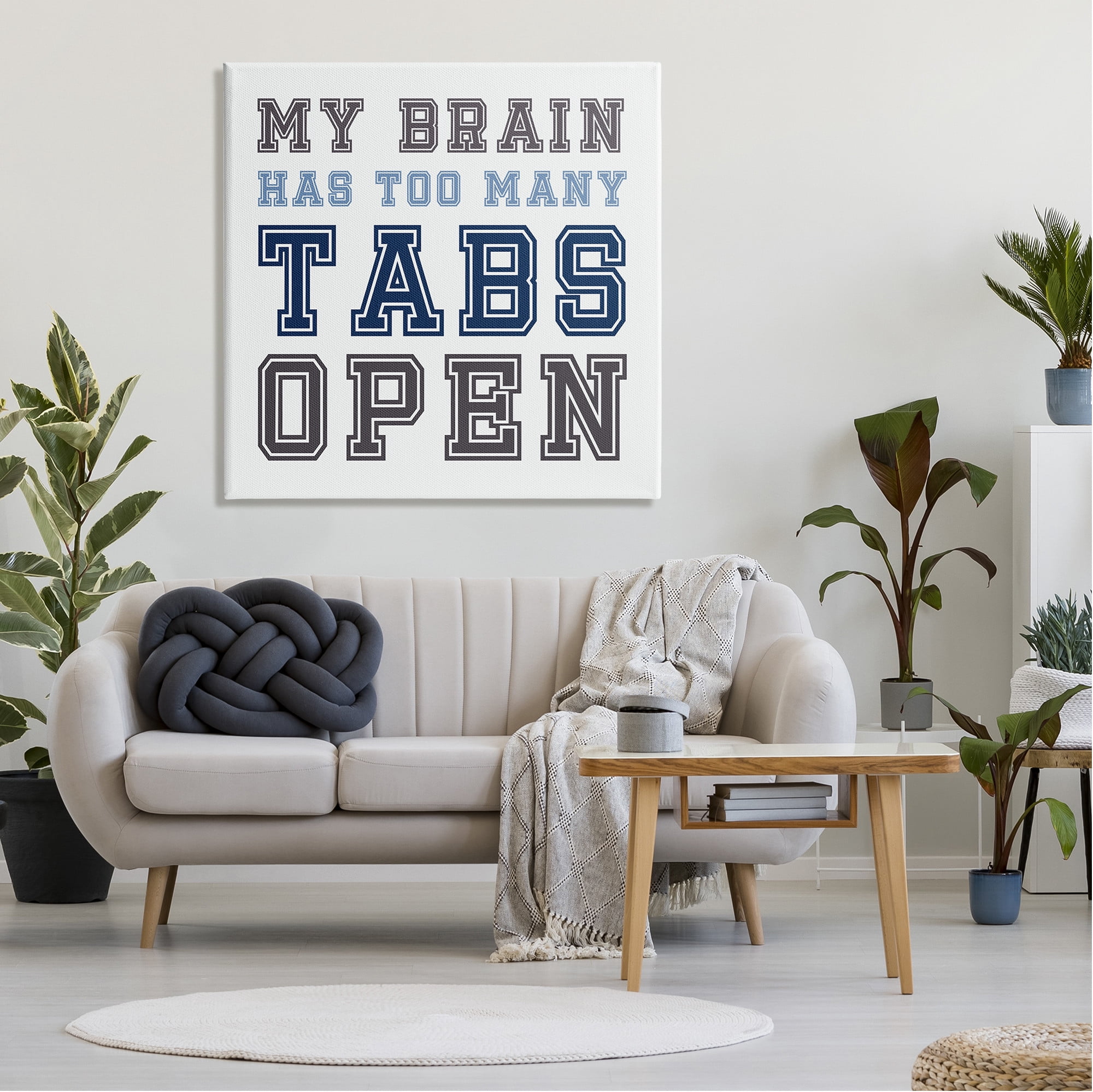 Stupell Industries Too Many Tabs Humorous Varsity Text Graphic Art Gallery Wrapped Canvas Print Wall Art, Design by Leah Straatsma