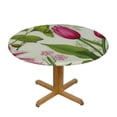 thumbnail image 3 of JEUXUS Spring Flowers Tulips Lilac Tablecloth Summer Floral Round Tablecloths Circular Table Cover Cloths Washable Polyester Tabletop Runner for Kitchen Party Picnic Dining Decor, 3 of 7