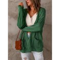 thumbnail image 3 of Cárdigan suéter hombro caído manga larga bolsillo color puro casual suéter chaqueta para mujer verde XXL, 3 of 6