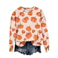 thumbnail image 4 of Jsaierl Women's Halloween Sweatshirts Plus Size Pumpkin Ghost Graphic Sweatshirt Going Out Round Neck T-shirt Long Sleeve Tunic Pullover Tops Halloween Party Supplies, 4 of 4