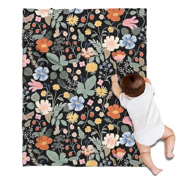 Pioneer Flower Floral Print Pattern Blanket,Comfortable Soft Flannel Throw Blanket,All Season,Warm Lightweight Blankets for Sofa Bed Couch Living Room Chair,30"x40"