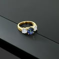 thumbnail image 4 of Gem Stone King 18K Yellow Gold Plated Silver Blue Mystic Topaz and White Moissanite Engagement Ring for Women | 3.60 Cttw | Round 8MM | Gemstone November Birthstone | Size 8, 4 of 5