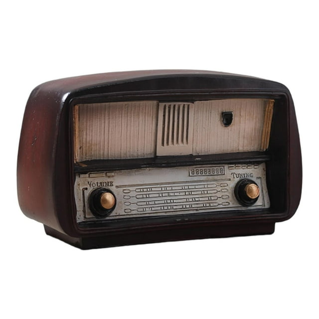 Decoración de mesa con adorno de radio vintage, escultura decorativa, obra de arte, modelo de radio, estatua de resina para gabinete del hogar
